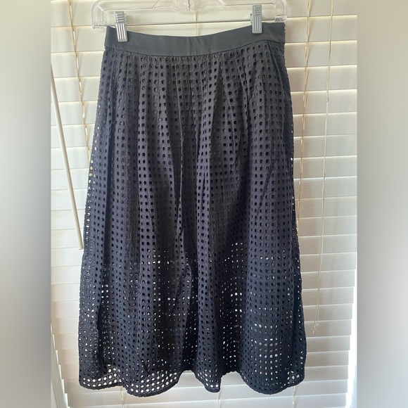 Mng Suit Dresses & Skirts - Accepting offers- Elegant Black Eyelet Midi Skirt